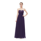 Sweetheart Purple Chiffon Empire Bridesmaid Dresses Prom Dresses - Laurafashionshop