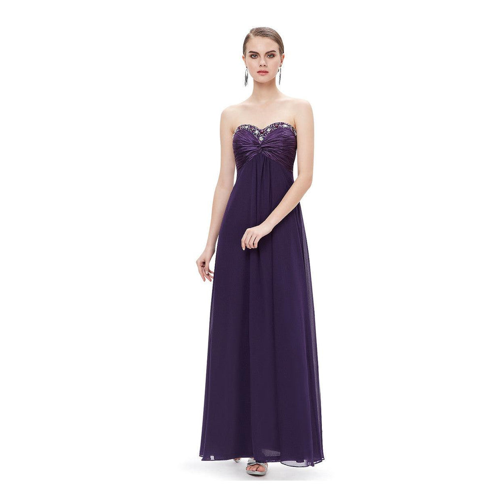 Sweetheart Purple Chiffon Empire Bridesmaid Dresses Prom Dresses - Laurafashionshop