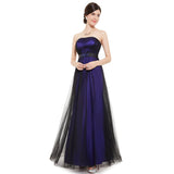 Strapless Tulle Purple And Black Bridesmaid Dresses Prom Dresses - Laurafashionshop