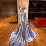 Off-the-Shoulder Elegant Gorgeous Mermaid Long Prom Dress Beadings With Split