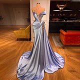 Off-the-Shoulder Elegant Gorgeous Mermaid Long Prom Dress Beadings With Split