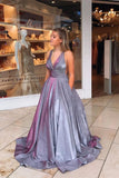 Chic Ball Gown Sleeveless V-neck Long Prom Dresses, Evening Gowns