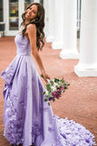 Graceful A-line Appliques Hi-lo Length Satin Sweetheart Prom Dresses