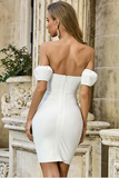 Bandage Sheath White Off-the-shoulder Homecoming Dress
