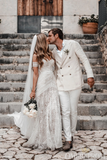 High Quality Lace Sweetheart Ivory Mermaid Outside Beach Wedding Dresses Bridal Gown Dress