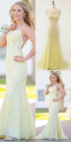 New Arrival Spaghetti Straps Lace Mermaid Long Prom Dresses Evening Dress