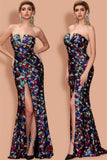 New Arrival Strapless Colorful Seqin Prom Dresses Long Party Dress