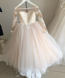 Long Sleeves Lace Ball Gown Flower Girl Dresses