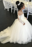 Long Sleeves Lace Ball Gown Flower Girl Dresses