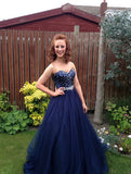 Royal Blue Sweetheart Beading Unique Prom Dresses