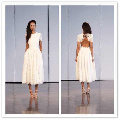 Short sleeve Faisata lace backless lace wedding dress - Laurafashionshop