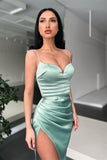 Spaghetti-Straps Green Party dress Mermaid Prom Dress With Slit