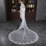 Fashion Lace Appliques Edge Ivory Wedding Veil Long Accessories Bridal Veils