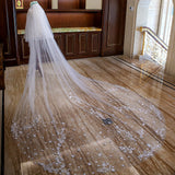 Cathedral Train Lace Appliques Edge White Two Layers Wedding Veils Bridal Accessories Veil