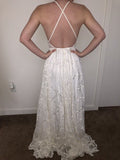 Modest Halter Lace Floor Length Wedding Dresses, Beach Wedding Dresses