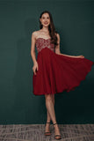 Cute A-line Strapless Chiffon Sequins Short Homecoming Dress WH291045