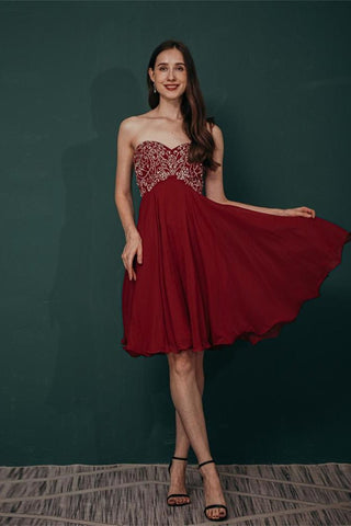 Cute A-line Strapless Chiffon Sequins Short Homecoming Dress WH291045