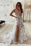 A-line Sweetheart Front Split Elegant Party Dress Long Prom Dresses