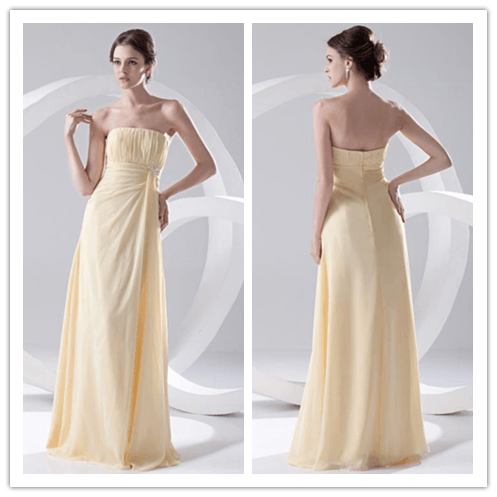 Floor Length Strapless Chiffon Floor Length Bridesmaid Dress Prom Dresses - Laurafashionshop