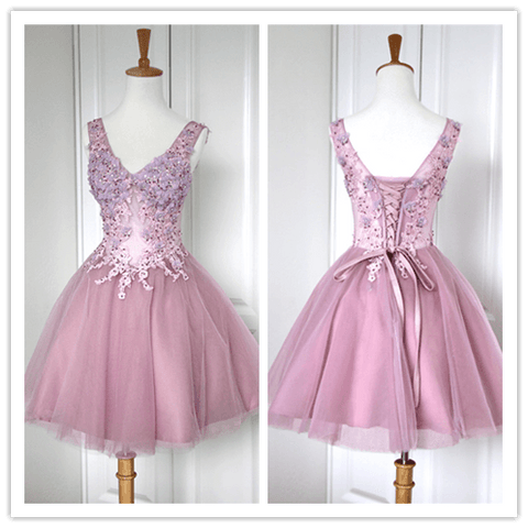 Sweet 16 Lace Blush Pink Prom Dresses - Laurafashionshop