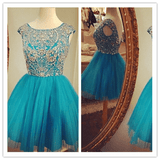 Blue Fitted Sparkly Cocktail Dress Party Dress Prom Dress - Laurafashionshop