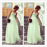 Sweetheart A-line Mint Ruched Chiffon Bridesmaid Dresses Prom Dress - Laurafashionshop