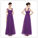 Floor Length Purple Chiffon Ruched Bodice Bridesmaid Dress With Straps Prom Dresses - Laurafashionshop