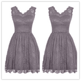 Modest Gray Short 2022 lace bridesmaid dress Prom Dress - Laurafashionshop