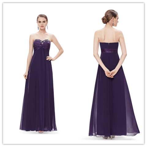 Sweetheart Purple Chiffon Empire Bridesmaid Dresses Prom Dresses - Laurafashionshop