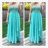A-Line Beading Real Made Prom Dresses