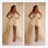 Long Sleeves Sexy Illusion White Lace Wedding Dress - Laurafashionshop