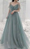A Line Spaghetti Straps Beautiful Evening Party Dresses Long Prom Dress