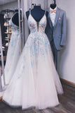 A Line Embroidery Spaghetti Straps Beaded Evening Gowns Chic Long Prom Dress