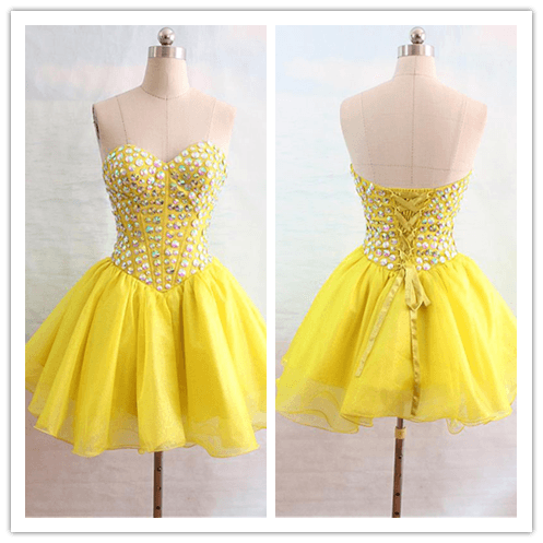 2022 Pink and Yellow Homecoming Dress Prom Dresses - Laurafashionshop
