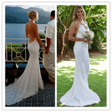 Spaghetti Straps Sexy Beach Backless Wedding Dresses - Laurafashionshop
