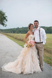 Long Modest Sweetheart Handmade Wedding Gowns - Laurafashionshop