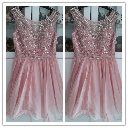 Blush Pink Sweet 16 Beading Dress Prom Dresses - Laurafashionshop