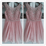 Blush Pink Sweet 16 Beading Dress Prom Dresses - Laurafashionshop