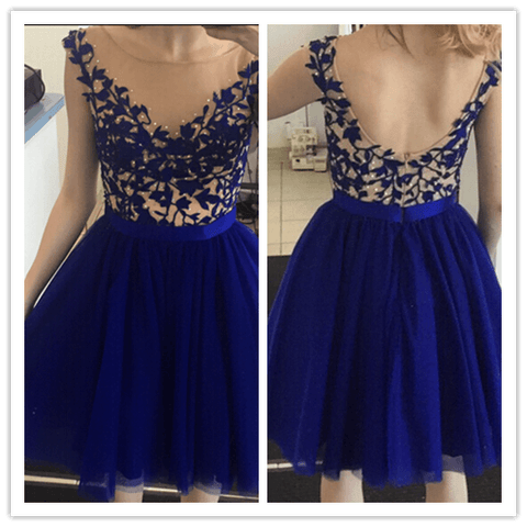 Short Tulle Royal Blue Prom Dress - Laurafashionshop
