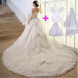 Ivory Color Plus Size Long Train Slim Royal Wedding Dress - Laurafashionshop