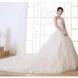 Ivory Color Plus Size Long Train Slim Royal Wedding Dress - Laurafashionshop