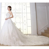 Ivory Color Plus Size Long Train Slim Royal Wedding Dress - Laurafashionshop