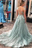 Lace Illusion Neckine AppliquesA  Line Cap Sleeves Formal Evening Gowns Prom Dresses