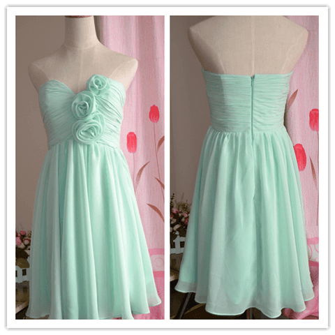 Chiffon Sweetheart Knee Length Bridesmaid Dresses Prom Dresses - Laurafashionshop