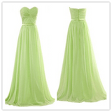 A-line Chiffon Sweetheart Ruched Long Bridesmaid Dresses - Laurafashionshop