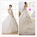 Ivory Color Plus Size Long Train Slim Royal Wedding Dress - Laurafashionshop