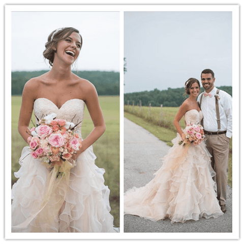 Long Modest Sweetheart Handmade Wedding Gowns - Laurafashionshop