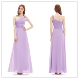 Chiffon Lilac Flower Strap Bridesmaid Dresses With Ruching Prom Dresses - Laurafashionshop