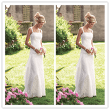 Lace Long Spaghetti Straps Wedding Dresses - Laurafashionshop