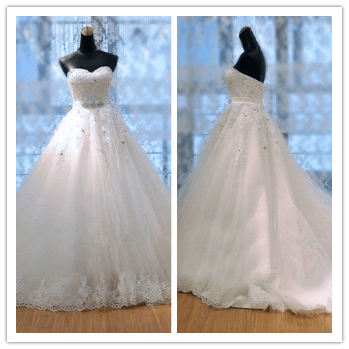 Gorgeous Strapless Backless White Lace Weddings Dresses - Laurafashionshop
